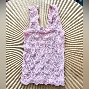 Light Pink Embossed Fitted Tank Top Medium
